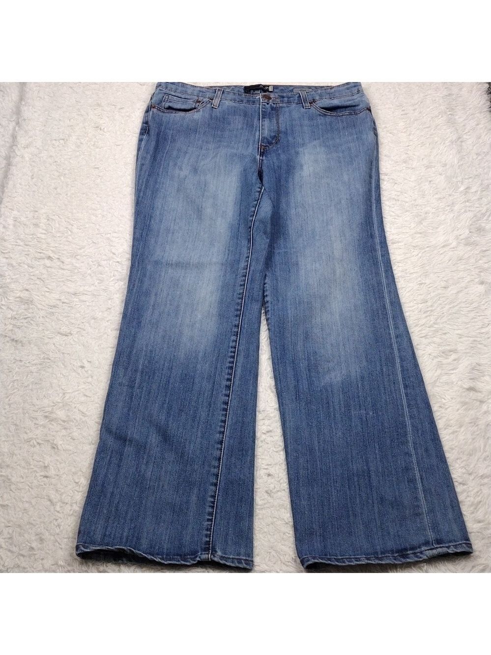 Seven7 Studio Blue Medium Wash Embroidered Five Pocket High Rise Flare Leg Jean - Picture 2 of 16